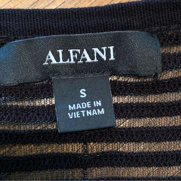 ALFANI Open Front Cardigan Women’s Small Black Sheer Striped 3/4 Sleeves. - Picture 5 of 10
